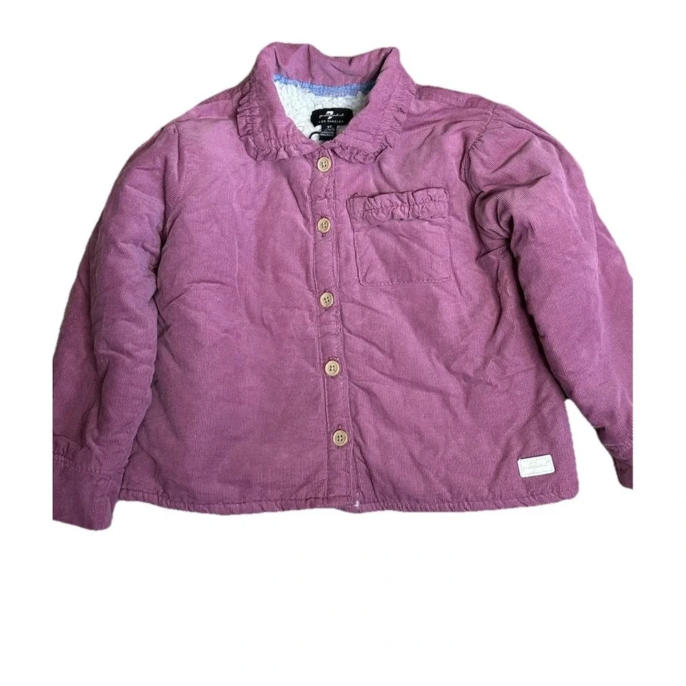 Seven For All Mankind Corduroy Sherpa‎ Lined Jacket Toddler Size 3T Mauve New